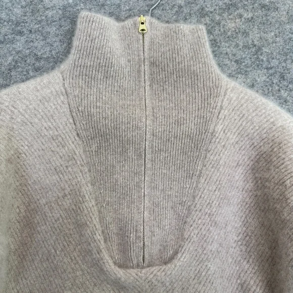 Saks Fifth Avenue cashmere Taupe Half-Zip Sweater - Picture 3 of 11